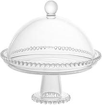 WOLFF - Prato de Cristal com Pé e Tampa 20cm x 18cm - Linha Pearl