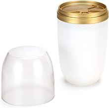 Porta escovas/pasta c/tampa 500ML transp. Bco/Dourado Fosco