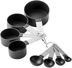 Kit Medidor Culinário 8 Peças em Aço Inox – Copos e Colheres Medidoras, Alta Precisão e Livre de BPA (Preto)