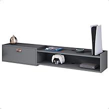 Rack Bancada Parede Home Supremo TV 55 Polegadas Nicho Porta Puxador Concha Sala Quarto Moderno - Cinza