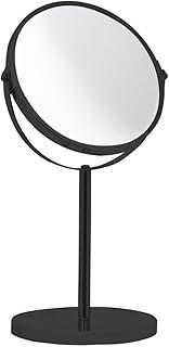 Mimo Style Espelho de Aumento com Base Na Cor Ônix, Feito em Aço Inoxidável. Seu Espelho é Rotativo e Dupla Face, Lado Normal e Outro Com Ampliação em 5X. Acabamento de Qualidade e Elegante