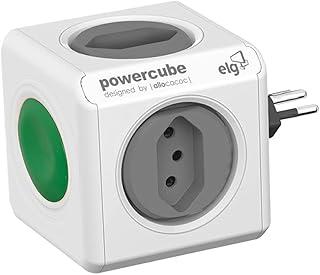 Multiplicador PowerCube Switch Filtro de Linha, 4 Tomadas Bivolt Automático Botão Liga/Desliga LED Indicador, Branco, PWC-R4SW, ELG