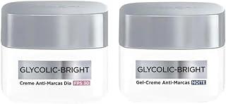 L'Oréal Paris Glycolic Bright Kit Anti-Marcas Dia e Noite com Ácido Glicólico e Niacinamida, Creme Dia FPS 30 e Gel-Creme Noite, Reduz Manchas e Uniformiza a Pele, 49ml