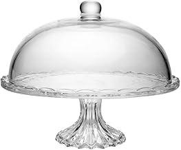 LYOR - Prato para Bolo com Pé e Tampa New Butterfly 30cm x 25cm Cristal Ecológico