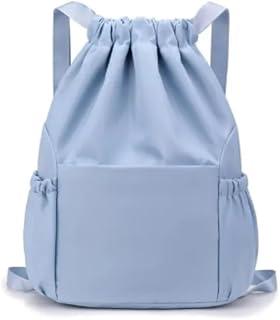 Mochila Esportiva Bolsa Treino Tipo Saco Fechamento Em Cordão Mochila Academia Sacola Resistente À água Alça Ajustável Com Compartimento Marca Appari (Azul Claro)