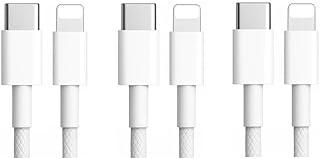 Kit com 3 cabos recarga celular USBC para USBL 1,5 metro em Nylon Trançado - Compatível Compatível com modelos 14, 13, 12, 11, XR (3 x 1,5m C-L)