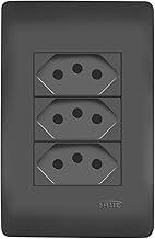 CONJUNTO 3 TOMADA 2P+T 20A/250V HABITAT 4X2" BLACK - FAME