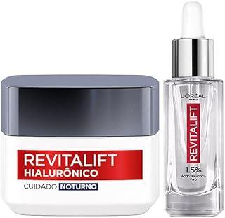 L'Oréal Paris Revitalift Hialurônico Kit Skincare Anti-Idade, com Sérum Preenchedor 30ml + Creme Facial Noturno, Ácido Hialurônico para Hidratação e Redução de Rugas 49g