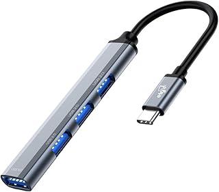 Adaptador HUB USB 4 em 1, Entrada Tipo-C, Com 4 Saídas USB-A, UBS 2.0 e 3.0, Velocidade Até 5Gbps, Fabricado em Alumínio, Cinza, HUB41A, ELG