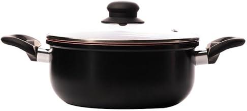 LYOR - Caçarola de Indução em Alumínio com Revestimento Cerâmico e Tampa de Vidro Vermelha 20cm