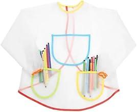 Capa Impermeável Infantil com Mangas Longas PVC Transparente Avental Proteção Pintura Refeição Tamanho P