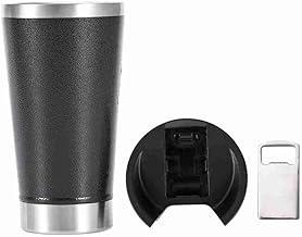 Copo Térmico 473ml com Tampa e Abridor – Parede Dupla a Vácuo Sem Estampa Alta Conservação Térmica (Preto)