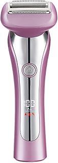 Depilador Eletrico Feminino, Barbeador elétrico suave e sedoso para mulheres, 3 lâminas sem fio lâmina e aparador de biquíni para uso molhado ou seco, rosa