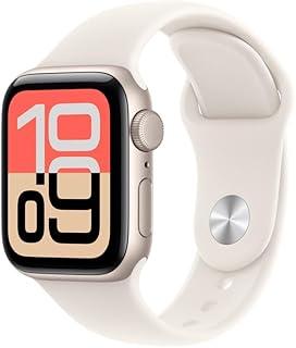 Apple Watch SE 3 GPS, Caixa em alumínio luz das estrelas de 44 mm com Bracelete desportiva luz das estrelas - P/M