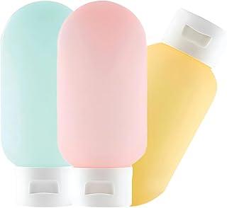 Kit Viagem 3 Frascos de Silicone 60ml com Estojo | Potes Refil Portáteis para Shampoo, Condicionador e Cremes | Antivazamento, Reutilizáveis e TSA Aprovado