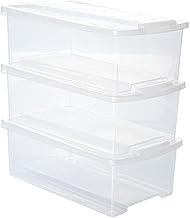 Conjunto de Caixas Organizadoras de Plástico Empilháveis, 3 Peças, 6L, Plasútil, Transparente