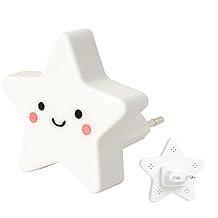 Luz de Tomada Estrela LED Infantil – Luminária Noturna Decorativa em Branco, Rosa, Azul e Amarelo (Branca)