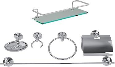 Kit Acessório Para Banheiro Aço Inox 6 Peças Com Porta Shampoo Reto