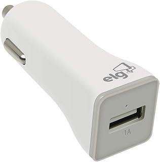 ELG, CC1SBR, Carregador Universal Veicular Compacto, 1 Porta USB 1A, Fabricado em Termoplástico Anti Chamas, Carrega Celular e Outros Dispositivos USB, Branco