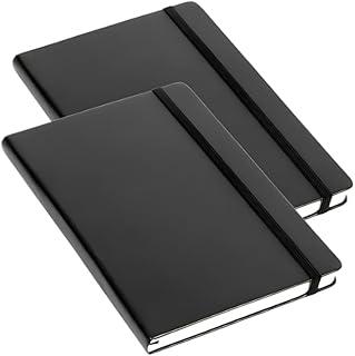 Kit 2 Caderneta Para Anotações Capa Dura Emborrachada Pautada com Elastico A5 80 Folhas, Bloco de notas Pautadas, PREMIUM