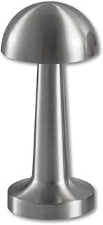 Luminária de Mesa LED Sem Fio Recarregável com Dimmer Touch e Design Cogumelo, Luz Suave e Ajustável (Prateado)