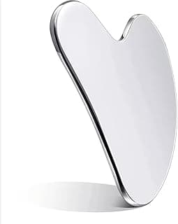 Pedra Gua Sha Inox Profissional – Massageador Facial e Corporal Anatômico, Drenagem Linfática e Lifting Natural, Aço Inoxidável Médico, Reutilizável e Higiênico (Inclui Bolsinha Protetora)