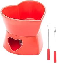 WOLFF - Aparelho de Fondue 4 Peças de Porcelana Coração para Duas Pessoas Vermelho 400ml - Ideal para Chocolate e Queijo