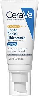 CeraVe Loção Facial Hidratante AM FPS 50 com 3 Ceramidas Essenciais, Ácido Hialurônico e Niacinamida, Hidratação 24h e Proteção UVA/UVB para Pele Normal a Seca, 52g