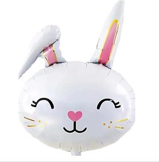 Kit 2 Balões Metalizados Coelho 70cm - Decoração de Páscoa Infantil, Balões Temáticos para Festa, Cor Branco