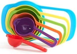 Conjunto de Colheres e Xícaras Medidoras Empilháveis, Coloridas, Plástico, 6 Peças, 7.5ml a 250ml