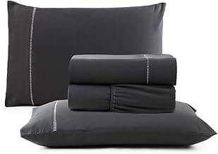 Jogo de Cama Casal Percal 400 Fios Ponto Palito 04 Peças, Antiácaro, Anti-pilling com Toque Macio - Chumbo com 10% de desconto por R$ 71,01 na amazon