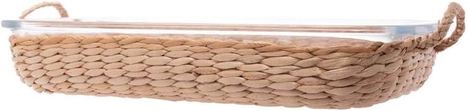 WOLFF - Refratário de Vidro Borossilicato Resistente ao Calor com Suporte em Fibra Natural e Alça 39,5cm