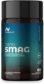 Magnésio 5 em 1 Quelato | Bisglicinato Dimalato Taurato Cloreto Óxido | Suplemento Alta Absorção Biodisponibilidade | Clean Label Vegano Anvisa FDA | 60 Cápsulas | Nano 5MAG