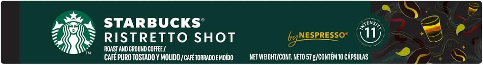 Café em Cápsula Starbucks® Ristretto Shot by Nespresso® - 10 cápsulas com 29.84% de desconto por R$ 19,99 na amazon