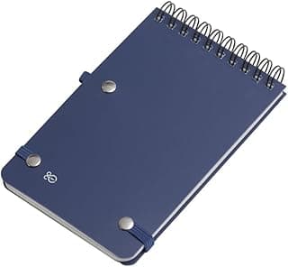 Mini Caderno Espiral com Régua Integrada, PP Reciclável, 60 Folhas Pautadas, Suporte para Caneta, 14,7x9x1cm, Disponível (1, Azul)