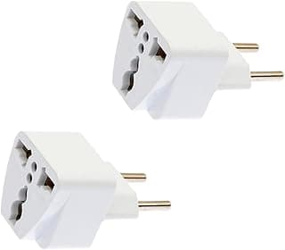 Kit com 2 Adaptadores de Tomada Universal – Padrão Europa/UK para Brasil, 10A 250V Bivolt (110V/220V), Ideal para Viagens, Carregadores, Eletroportáteis e Eletrônicos