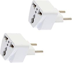 Kit com 2 Adaptadores de Tomada Universal – Padrão Europa/UK para Brasil, 10A 250V Bivolt (110V/220V), Ideal para Viagens, Carregadores, Eletroportáteis e Eletrônicos