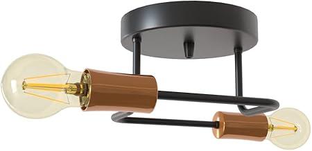 Lustre Luminria Sputnik Aranha 2 Braços Quarto Sala Cozinha (Preto/Cobre)