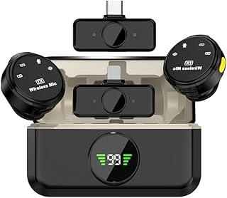 microfone de lapela sem fio de nível profissional, Microfone sem fio lapela, Três níveis de redução de ruído, Amplamente compatível com dispositivos de interface Tipo C e Lightning