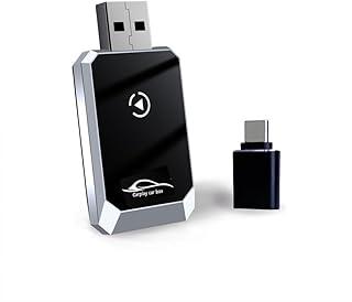 Adaptador CarPlay Android Auto 2 em 1 Sem Fio, Conversor Mini de CarPlay com Fio para Sem Fio Plug & Play, Conexão Rápida USB-A/C, Compatível com iPhone e a maioria dos modelos de veículos