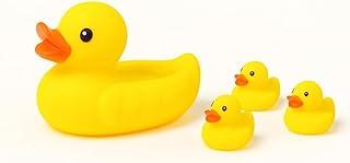 Kit Patinho de Banho 4 Peças em Vinil Amarelo Brinquedo de Banho Flutuante para Bebê Brinquedo para Banheira