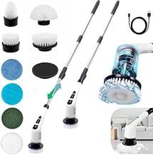 Esfregão de Limpeza Elétrico 9 em 1 - Escova C/Cabo Extensível, 9 Cabeças, 2 Velocidades, Sem Fio, Portátil, Ideal para Banheiro, Cozinha e Mais - Praticidade na Faxina! Marca Layed®