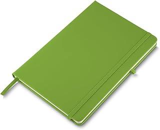 Caderno de anotações com elástico no tamanho A5, suporte para caneta, capa dura em material sintético, miolo 80 folhas pautadas na cor bege. Caderno A5 Capa em PU (21x14,5) (1, Verde)