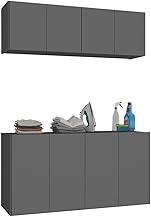 Conjunto Lavanderia Suspenso Multiuso Armário Aéreo e Balcão 4 Portas Multimóveis Mp5052 Grafite