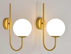 Kit 2 Arandelas de Parede Jabuticaba Globo 15 Dourado Fosco Acompanha Lâmpada G9 3000K Branco Quente