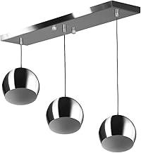 Lustre Pendente Bola Triplo Base Retangular Escovado