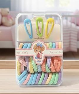 Kit 37 Elásticos Coloridos em Tons Pastel e 3 Presilhas Handmade Material Macio Tamanho Único