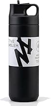 Garrafa Térmica Aço Inox 500ML Fitness Esportes Com Canudo e Parede Dupla (Preta)