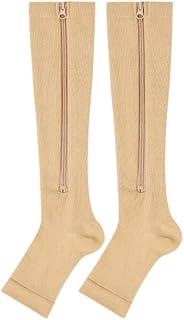 Meia De Compressão Com Ziper Tratamento De Varizes E Trombose Bege Par De Tamanhos P/M, G/GG e G1 Elástica MATERIAL PREMIUM DUPIN