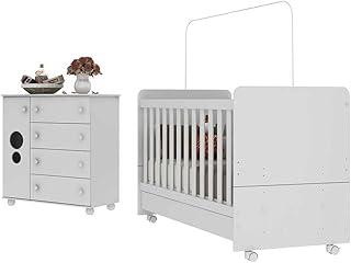 Quarto Infantil com Berço e Cômoda Multimóveis Pimpolho Fg3569 Branco